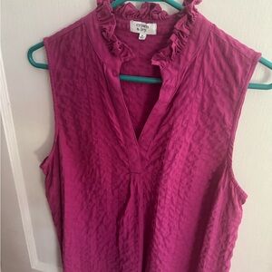 Crown & Ivy Pink Sleeveless Ruffled Blouse